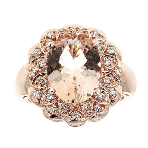 Morganite & Diamond Ring in 14K Rose Gold