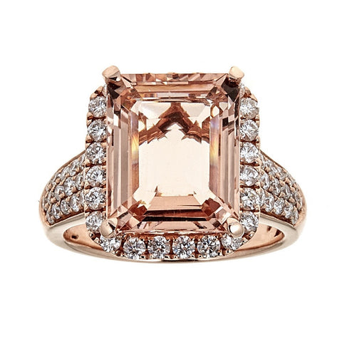 Morganite & Diamond Ring in 14K Rose Gold