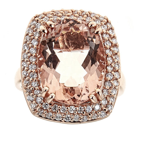 Morganite & Diamond Ring in 14K Rose Gold