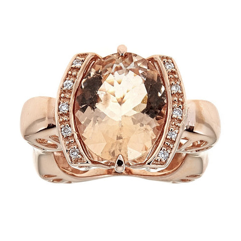 Morganite & Diamond Ring in 14K Rose Gold