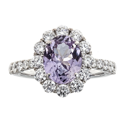 Pink Tanzanite & Diamond Ring in 18K White Gold