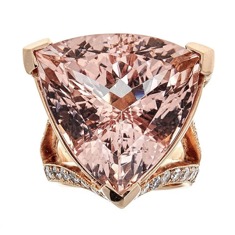 Morganite & Diamond Ring in 18K Rose Gold