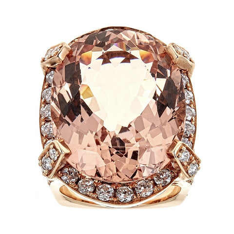 Morganite & Diamond Ring in 18K Rose Gold
