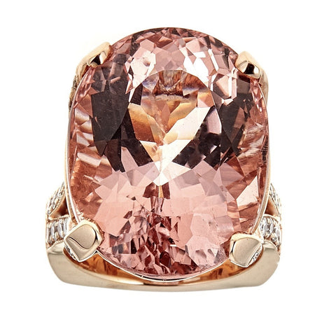 Morganite & Diamond Ring in 18K Rose Gold