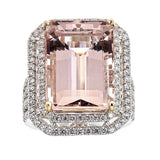 Morganite & Diamond Ring in 14K White Gold