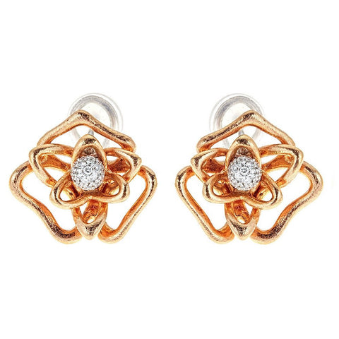 Roberto Coin 18K Rose Gold & Diamond Flower Earrings