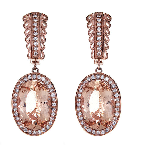 Morganite & Diamond Earrings in 14K Rose Gold