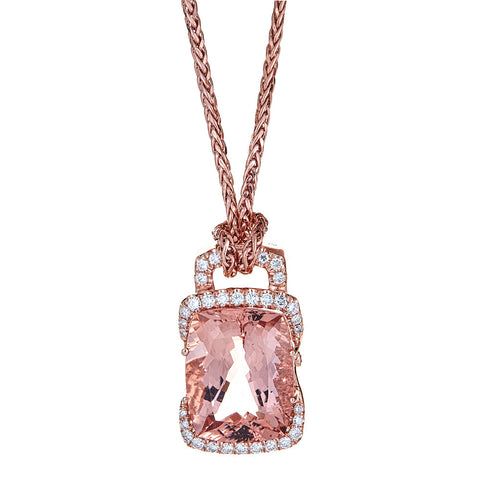 Morganite & Diamond Pendant in 14K Rose Gold
