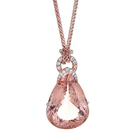 Morganite & Diamond Pendant in 14K Rose Gold