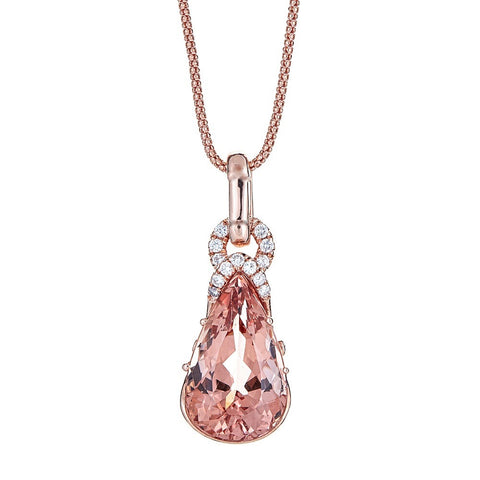 Morganite & Diamond Pendant in 14K Rose Gold