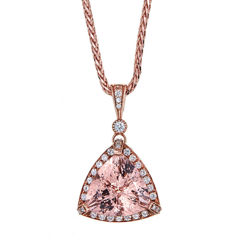 Morganite & Diamond Pendant in 14K Rose Gold