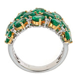 Emerald & Diamond Ring in 18K White Gold