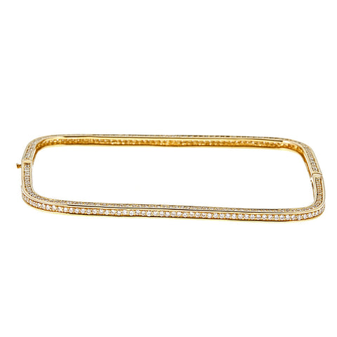 18K Yellow Gold & Diamond Hinged Square Bracelet