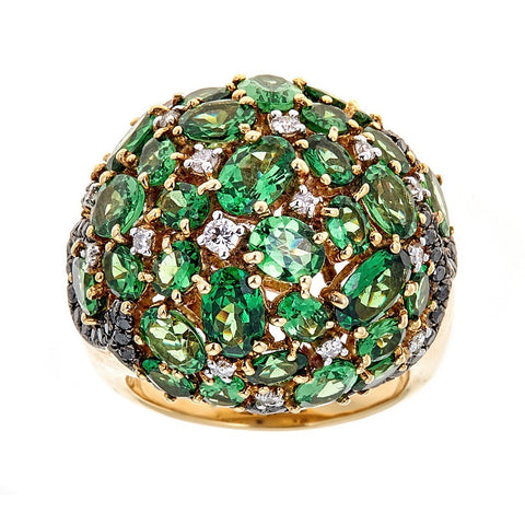 18K Yellow Gold Tsavorite & Diamond Ring