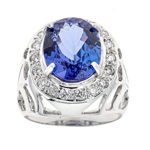 Tanzanite & Diamond Ring in 14K White Gold