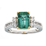 Emerald & Diamond Ring in 18K Two-Tone Gold