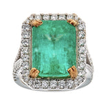 Emerald & Diamond Ring in 14K Two-Tone Gold