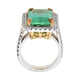 Emerald & Diamond Ring in 14K Two-Tone Gold
