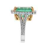 Emerald & Diamond Ring in 14K Two-Tone Gold