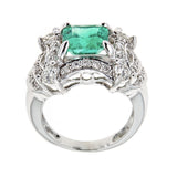 Emerald & Diamond Ring in 14K White Gold