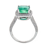 Emerald & Diamond Ring in 18K White Gold