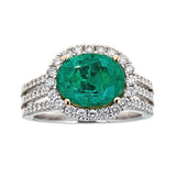 Emerald & Diamond Ring in 18K White Gold