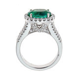 Emerald & Diamond Ring in 18K White Gold