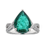 Emerald & Diamond Ring in 14K White Gold