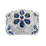 Sapphire & Diamond Ring in 18K White Gold