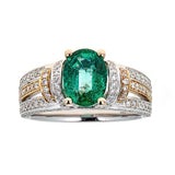 Natalie K. Emerald & Diamond Ring in 18K Two-Tone Gold
