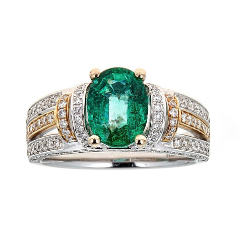Natalie K. Emerald & Diamond Ring in 18K Two-Tone Gold