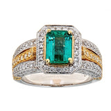 Emerald & Diamond Ring in 18K Two-Tone Gold