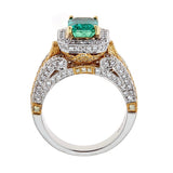 Emerald & Diamond Ring in 18K Two-Tone Gold