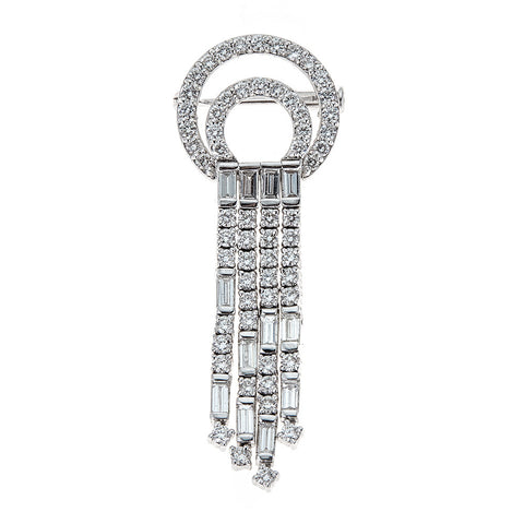 Estate 18K White Gold & Diamond Pin