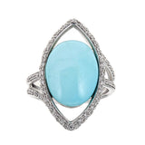 ZYDO Persian Turquoise & Diamond 18K White Gold Ring