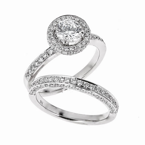 Natalie K. 18K White Gold Engagement & Wedding Ring Set