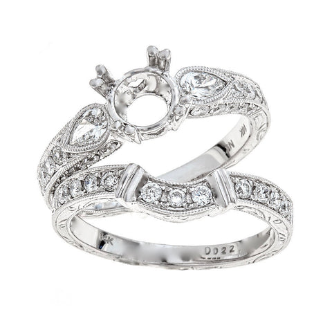 Natalie K. 14K White Gold Engagement & Wedding Ring Set