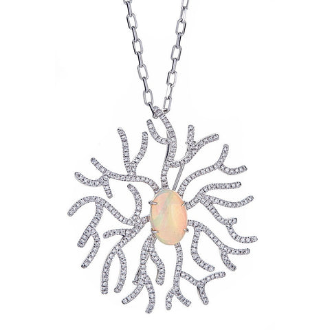 ZYDO Opal & Diamond 18K White Gold Pendant