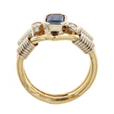 18K Yellow Gold Sapphire & Diamond Ring
