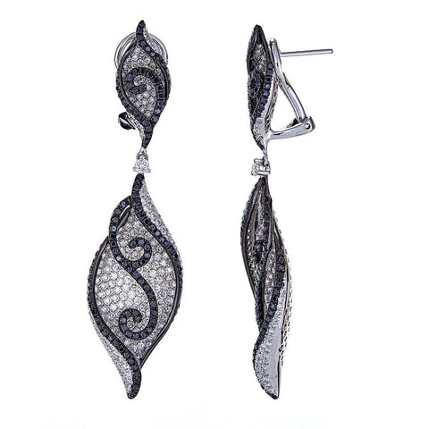 Natalie K. 14K White Gold Black & White Diamond Earrings