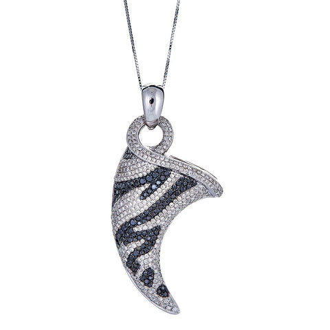 Natalie K 14k White Gold with Black and White Diamonds Pendant