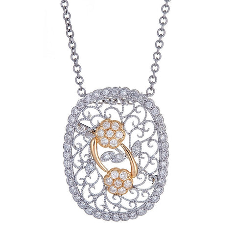 Platinum & 18K White Gold & Diamond Flower Pendant