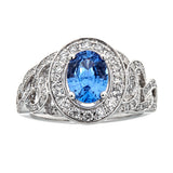 Ceylon Sapphire & Diamond 14K White Gold Ring