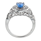 Ceylon Sapphire & Diamond 14K White Gold Ring