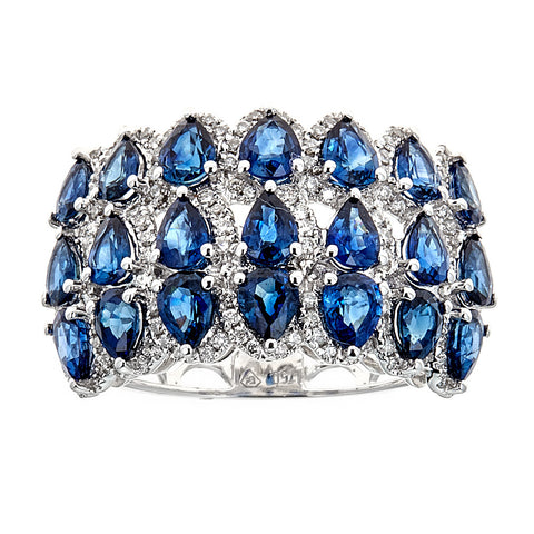Sapphire & Diamond Ring in 18K White Gold