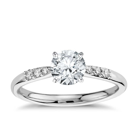 Petite Diamond Engagement Ring in 14k White Gold