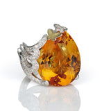 Madeira Citrine & Diamond Butterfly Ring in 18K Gold
