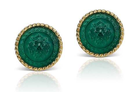 Green Cufflinks in 18K Yellow Gold