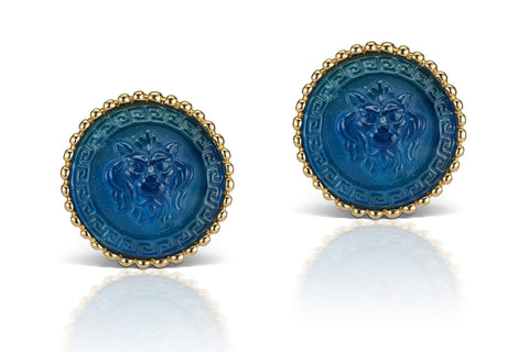 Blue Cufflinks in 18K Yellow Gold