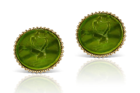 Green Cufflinks in 18K Yellow Gold